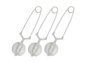 4052025278304 - Teezange 3er Set Teesieb für losen Tee Edelstahl Kugelform Tassen & Gläser engmaschig ø 4 cm silber - Relaxdays