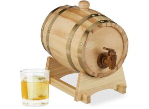 4052025278526 - Holzfass 125 l mit Bock Zapfhahn für Whiskey Wein Spirituosen Whiskyfass HxBxT 23 x 16 x 255 cm natur - Relaxdays