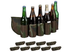 4052025284312 - Relaxdays - 10 x Biergürtel Sixpack für je 6 Dosen & Flaschen 02 - 05 l Bierhalter Gürtel Camouflage verstellbar grün braun