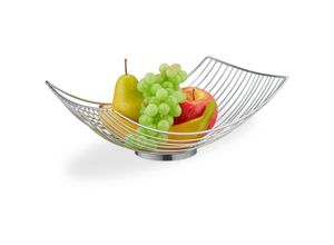 4052025286064 - Obstschale Metall eckiger Obstkorb hbt 115 x 325 x 24 cm Drahtkorb für Früchte & Gemüse modern silber - Relaxdays