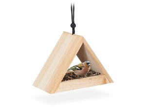 4052025288761 - Vogelhaus zum Aufhängen unbehandelt Futterhaus für Wildvögel Garten & Balkon Holz hbt 16x235x12cm natur - Relaxdays