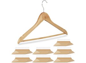 4052025290573 - 84 x Kleiderbügel Hosenbügel aus Holz Garderobenbügel Haken 360° drehbar HxB 225x445cm Holzbügel natur silber