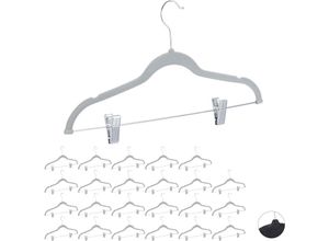 4052025290733 - Relaxdays - 24 x Samtbügel mit Clips 360° drehbarer Haken Hosenbügel rutschfeste Hemdenbügel 43 cm breit Bügel Set Samt grau 4052025290733 - Relaxdays - 24 x Samtbügel mit Clips 360° drehbarer Haken Hosenbügel rutschfeste Hemdenbügel 43 cm breit Bügel Set Samt grau