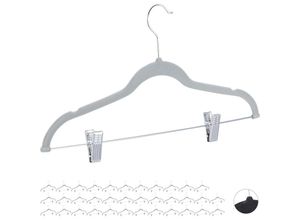 4052025290740 - Relaxdays - 36 x Samtbügel mit Clips 360° drehbarer Haken Hosenbügel rutschfeste Hemdenbügel 43 cm breit Bügel Set Samt grau