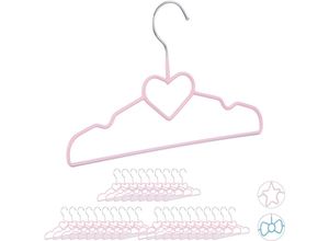 4052025291273 - Relaxdays - 30 x Kinderkleiderbügel Herz Drahtbügel Babybügel dekorativ & platzsparend Kinderbügel Metall 30 cm rosa