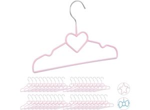 4052025291280 - Relaxdays - 40 x Kinderkleiderbügel Herz Drahtbügel Babybügel dekorativ & platzsparend Kinderbügel Metall 30 cm rosa