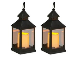 4052025291839 - Relaxdays - 4 x led Laterne im Set Kerze mit Flammeneffekt Outdoor geeignet nostalgische Deko-Laternen h 23 cm schwarz