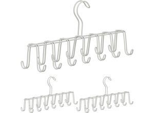 4052025293451 - Relaxdays - 3 x Gürtelhalter Krawattenhalter aus Metall platzsparend je 14 Haken Krawatten & Gürtel Kleiderschrank weiß