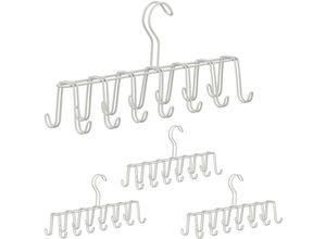 4052025293468 - Relaxdays - 4 x Gürtelhalter Krawattenhalter aus Metall platzsparend je 14 Haken Krawatten & Gürtel Kleiderschrank weiß