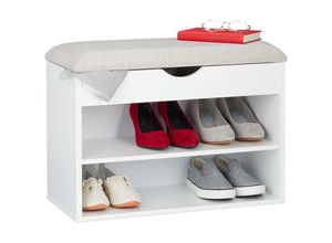 4052025295981 - Schuhbank gepolsterte Garderobenbank 3 Fächer aufklappbar Schuhregal mit Sitzfläche 45 x 62 x 30 cm weiß - Relaxdays