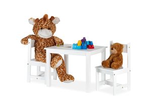 4052025296001 - Kindersitzgruppe Maltisch mit 2 Kinderstühlen modern Kinderzimmer drinnen Kindersitzecke aus mdf weiß - Relaxdays