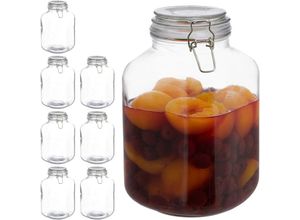 4052025296537 - Relaxdays - 8 x 3 Liter Einmachglas zum Konservieren Gastro Bügelverschluss Gummiring luftdicht xxl Einweckglas klar