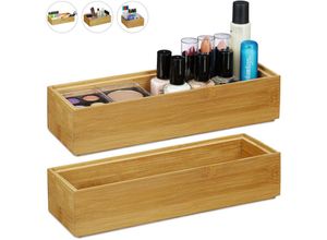 4052025296643 - Relaxdays - 2 x Ordnungsbox Bambus stapelbar natürliche Optik Aufbewahrungsbox Küche Bad Dekobox HxBxT 5 x 23 x 75 cm natur