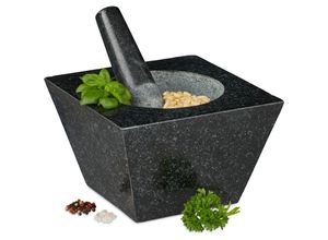 4052025299637 - 675 kg xxl Mörser mit Stößel Granit 750 ml Gewürze & Kräuter hbt 12 x 195 x 195cm Steinmörser schwarz - Relaxdays