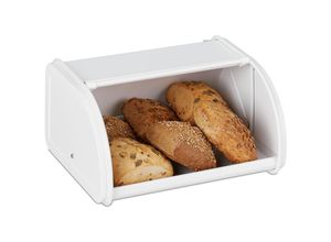 4052025300678 - Brotkasten mit Rolldeckel aromadicht Brot & Brötchen Brotbehälter Metall hbt 135 x 26 x 21 cm weiß - Relaxdays