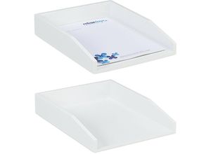 4052025300821 - Relaxdays - 2 x Dokumentenablage stapelbar din A4 Papier Büro Schreibtisch Briefablage aus Bambusholz 6x25x33 cm weiß