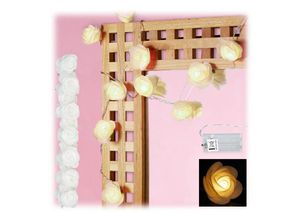 4052025301118 - Relaxdays - 2 x Rosen Lichterkette 20er led Lichterkette Batterie Hochzeit Verlobung & Valentinstag warmweiß Deko weiß