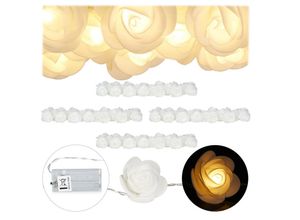 4052025301125 - 4 x Rosen Lichterkette 20er LED Lichterkette Batterie Hochzeit Verlobung & Valentinstag warmweiß Deko weiß