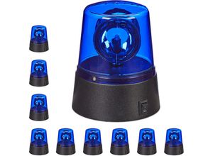 4052025301439 - 10 x LED Blaulicht Rundumleuchte mit drehendem Reflektor Partybeleuchtung zum Hinstellen batteriebetrieben blau