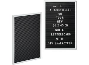 4052025301828 - 2 x Letterboard je 145 Buchstaben Zahlen Sonderzeichen 45x30 cm Buchstabentafel zum Stecken Kunststoff weiß