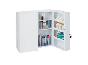 4052025302665 - Medizinschrank xxl 2-türiger Medikamentenschrank Stahl 11 Fächer abschließbar 53 x 525 x 195 cm weiß - Relaxdays