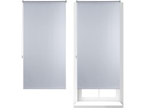 4052025303716 - Relaxdays - 2 x Thermo Verdunklungsrollo Hitzeschutz Fenster Seitenzugrollo Klemmfix ohne bohren 80x160 Stoff 76 cm weiß