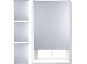 4052025303976 - Relaxdays - 4 x Thermo Verdunklungsrollo Hitzeschutz Fenster Seitenzugrollo Klemmfix ohne bohren 120x160 Stoff 116cm weiß