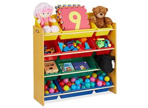 4052025305420 - Relaxdays Kinderregal mit 12 Aufbewahrungsboxen Spielzeugregal für Jungen & Mädchen HBT 875 x 86 x 31 cm bunt