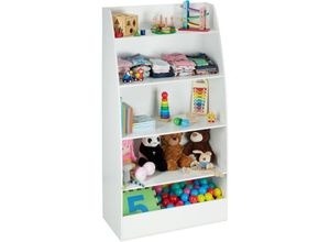 4052025305574 - Bücherregal Kinder Standregal mit 5 Fächern Flur Wohn- & Kinderzimmer Standregal 152 x 80 x 40 cm weiß - Relaxdays