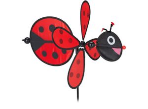 4052025307431 - Windrad Käfer niedlicher Gartenstecker Windmühle für Balkon & Terrasse 765 x 365 x 515 cm rot schwarz - Relaxdays