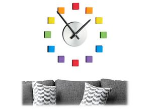 4052025307820 - Wanduhr diy Uhr Wandtattoo zum Aufkleben Zifferblatt Regenbogen Größe variabel Kinder- & Wohnzimmer bunt - Relaxdays