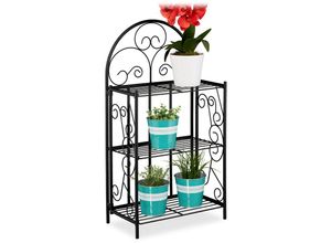 4052025308476 - Blumenregal klappbar 3 Ebenen Balkon Garten & Indoor Metall Pflanzenregal hbt 83 x 445 x 25 cm schwarz - Relaxdays