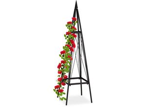 4052025308551 - Rankhilfe eckig freistehend Rosen Tomaten Wein Garten wetterfest Eisen Rankobelisk h 132 cm schwarz - Relaxdays