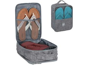 4052025308650 - Schuhtasche Reise für Trolley Transport Schuhe Slipper Sneaker Schuhaufbewahrung HxBxT 30x23x14 cm grau - Relaxdays