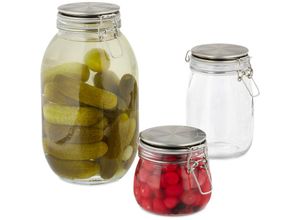 4052025309305 - Einmachglas 3er Set Bügelverschluss Einkochen von Obst u Gemüse Füllmenge 500 1000 3000 ml transparent - Relaxdays 4052025309305 - Einmachglas 3er Set Bügelverschluss Einkochen von Obst u Gemüse Füllmenge 500 1000 3000 ml transparent - Relaxdays