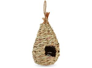 4052025310011 - Vogelnest zum Aufhängen Deko Balkon Terrasse Garten geflochten Vogelhaus Stroh HxD 29 x 12 cm natur - Relaxdays