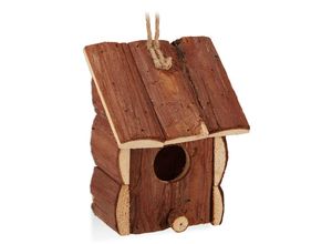 4052025310028 - Relaxdays - Mini Vogelhaus Deko zum Aufhängen unbehandeltes Holz Balkon Garten Vogelhäuschen hbt 165x12x95cm natur