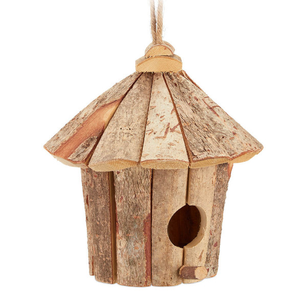 4052025310127 - Deko Vogelhaus zum Aufhängen unbehandeltes Holz rustikal Balkon Garten Mini Häuschen 22x22x22 cm natur - Relaxdays