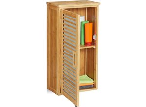 4052025310400 - Bad Hängeschrank Bambus 2 Fächer höhenverstellbarer Einlegeboden Badschrank HxBxT 66 x 35 x 20 cm natur - Relaxdays