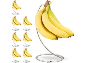 4052025311094 - 8 x Bananenhalter mit rundem Standfuß Bananenhaken Obstaufbewahrung Bananen Trauben verchromtes Eisen silber