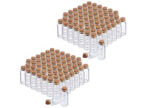 4052025311131 - Relaxdays - 120 x Glasfläschchen mit Korken Mini Fläschchen für Öl Gewürze Kräuter Sand 10 ml Deko Fäschchen transparent