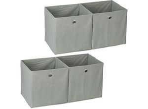 4052025312657 - Relaxdays - 4 x Aufbewahrungsbox Stoff quadratisch Aufbewahrung für Regal Stoffbox in Würfelform HxBxT 30 x 30 x 30 cm grau