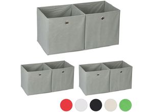 4052025312664 - Relaxdays - 6 x Aufbewahrungsbox Stoff quadratisch Aufbewahrung für Regal Stoffbox in Würfelform HxBxT 30 x 30 x 30 cm grau