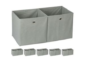 4052025312671 - Relaxdays - 12 x Aufbewahrungsbox Stoff quadratisch Aufbewahrung für Regal Stoffbox in Würfelform HxBxT 30 x 30 x 30 cm grau