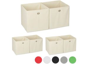 4052025312695 - Relaxdays - 6 x Aufbewahrungsbox Stoff quadratisch Aufbewahrung für Regal Stoffbox in Würfelform HxBxT 30 x 30 x 30 cm beige