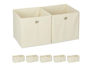 4052025312701 - Relaxdays - 12 x Aufbewahrungsbox Stoff quadratisch Aufbewahrung für Regal Stoffbox in Würfelform HxBxT 30 x 30 x 30 cm beige