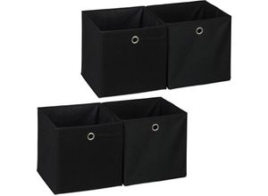 4052025312718 - Relaxdays - 4 x Aufbewahrungsbox Stoff quadratisch Aufbewahrung für Regal Stoffbox in Würfelform HxBxT 30 x 30 x 30 cm schwarz