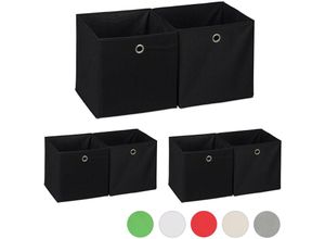 4052025312725 - Relaxdays - 6 x Aufbewahrungsbox Stoff quadratisch Aufbewahrung für Regal Stoffbox in Würfelform HxBxT 30 x 30 x 30 cm schwarz