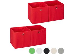 4052025312749 - Relaxdays - 4 x Aufbewahrungsbox Stoff quadratisch Aufbewahrung für Regal Stoffbox in Würfelform HxBxT 30 x 30 x 30 cm rot