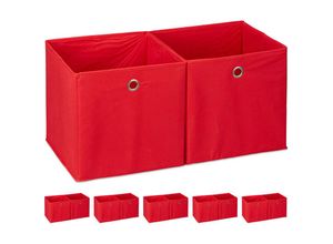 4052025312763 - Relaxdays - 12 x Aufbewahrungsbox Stoff quadratisch Aufbewahrung für Regal Stoffbox in Würfelform HxBxT 30 x 30 x 30 cm rot